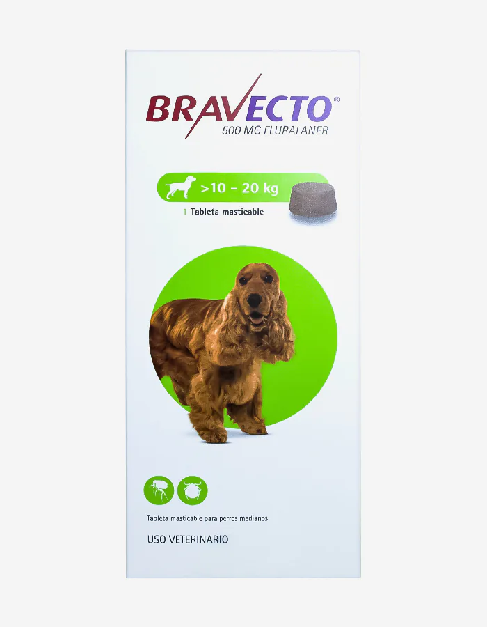 Bravecto perros antipulgas masticable caninos 10 a 20kg