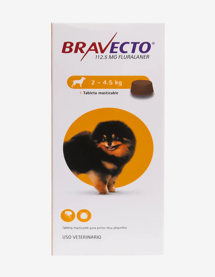 Bravecto perros antipulgas masticable caninos 2 a 4.5kg