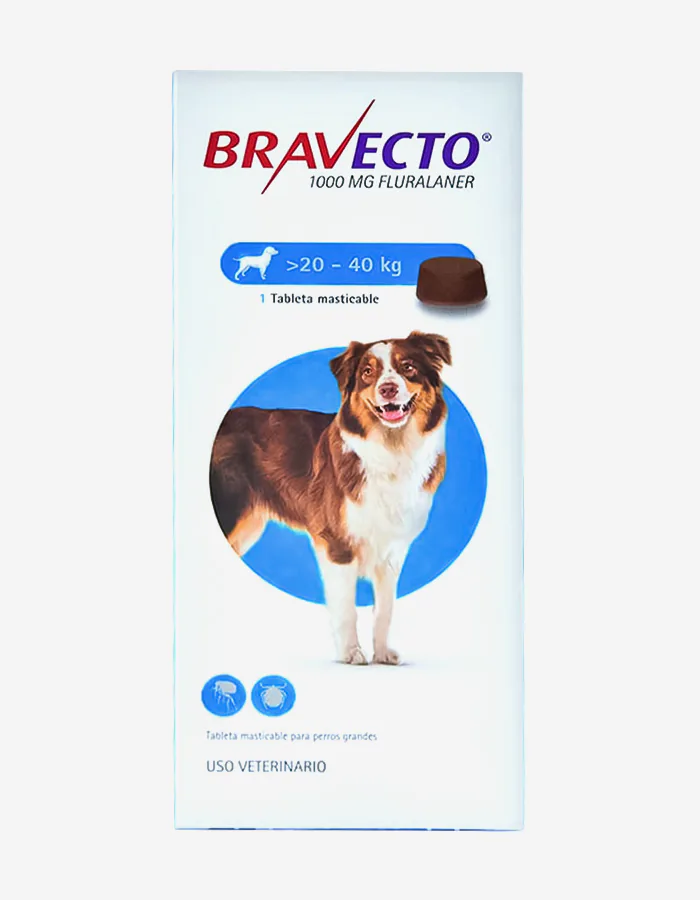 Bravecto perros antipulgas masticable caninos 20 a 40kg