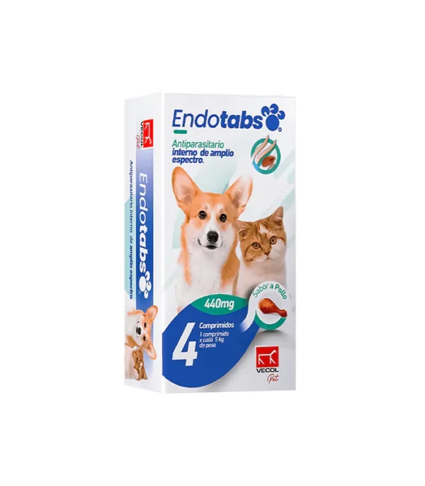 Endotabs antiparasitario interno perros y gatos 440mg 4 tabletas