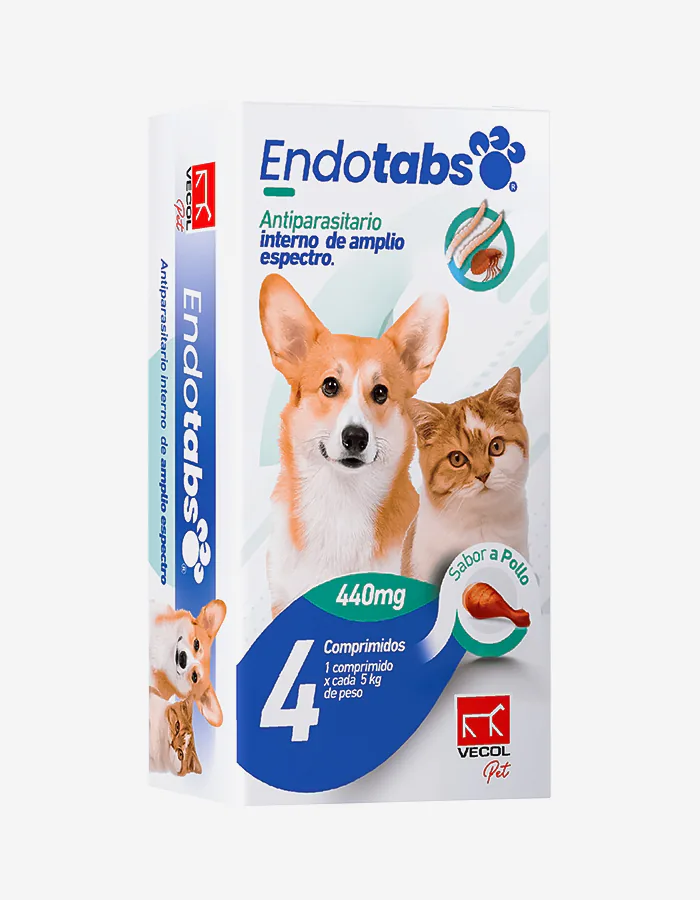 Endotabs antiparasitario interno perros y gatos 440mg 4 tabletas