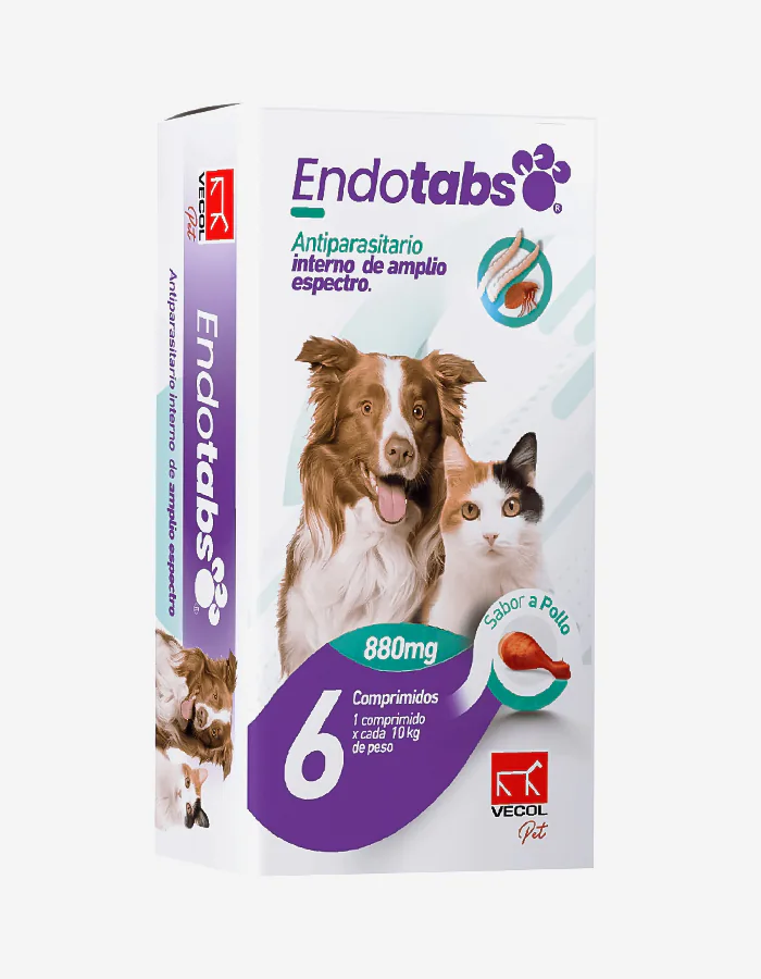 Endotabs antiparasitario interno perros y gatos 880mg 6 tabletas