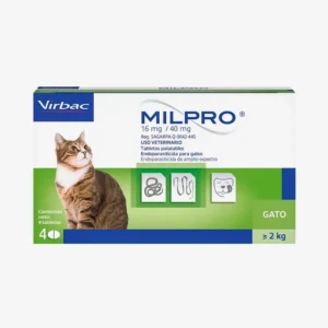 Milpro desparasitante interno gatos 16mg 4 tabletas